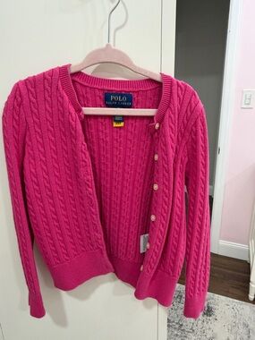 Polo by Ralph Lauren Hot Pink Cable-Knit Cardigan